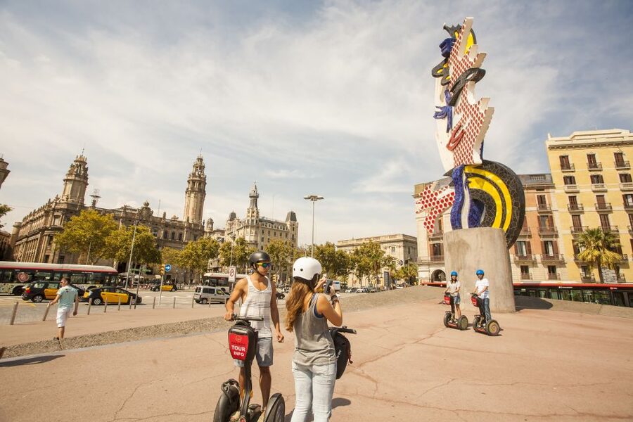 Barcelona: Old Port and Gothic Quarter Guided Segway Tour - Roman Walls And The Narrow Gothic Quarter