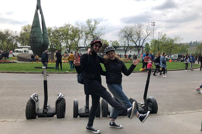 City Segway Tour Budapest Highlights️ (Buda + Pest) - Crossing toward Buda Castle and the Chain Bridge lions