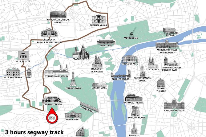 Prague Segway Tour with A Local Guide & Hotel Pick Up - Vila Kajetanka and the Smaller Stops